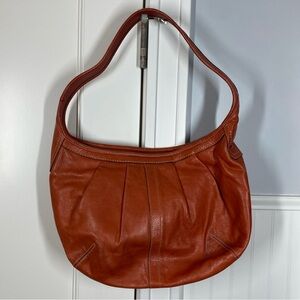 Vintage Coach Ergo Pleated Leather Shoulder‎ Bag burnt orange autumn color